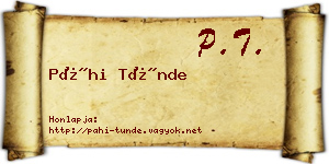 Páhi Tünde névjegykártya
