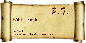 Páhi Tünde névjegykártya